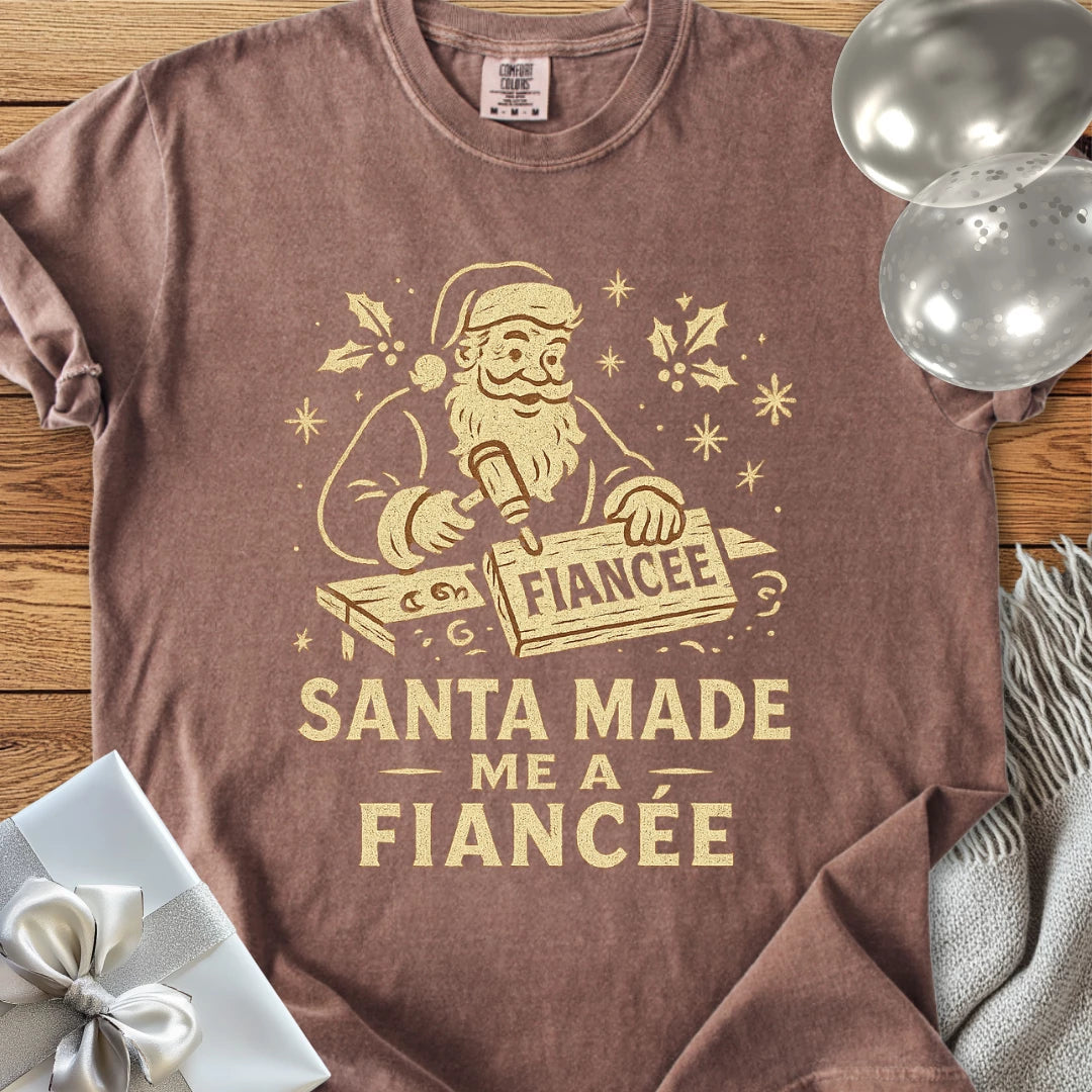 Santa Made Me a Fiancee - Premium Christmas Engagement T-Shirt