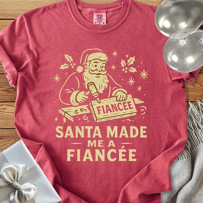 Santa Made Me a Fiancee - Premium Christmas Engagement T-Shirt