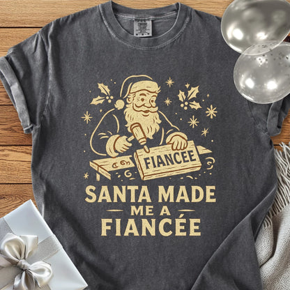 Santa Made Me a Fiancee - Premium Christmas Engagement T-Shirt