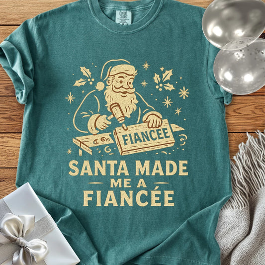 Santa Made Me a Fiancee - Premium Christmas Engagement T-Shirt