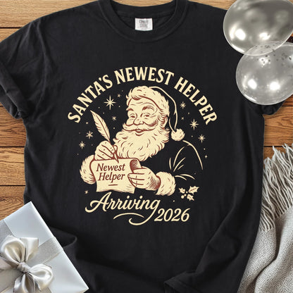 Santa's Newest Helper, Arriving 2026 - Premium Christmas Pregnancy T-Shirt