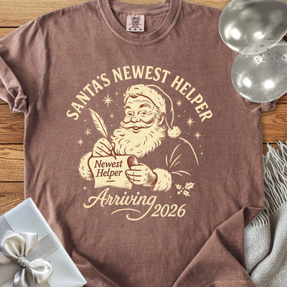 Santa's Newest Helper, Arriving 2026 - Premium Christmas Pregnancy T-Shirt