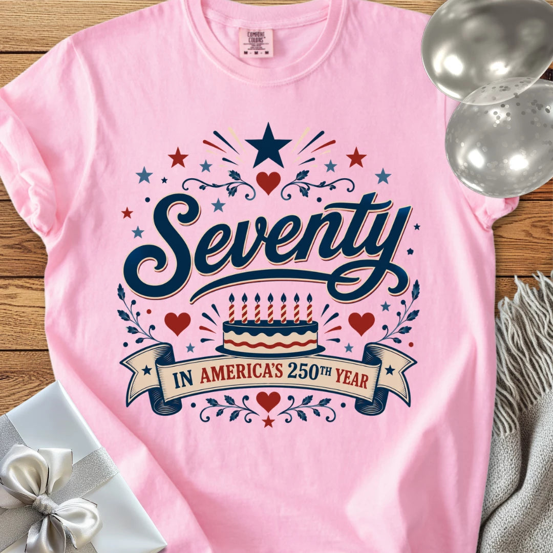 Seventy in America's 250th Year - Premium America 250 Birthday T-Shirt