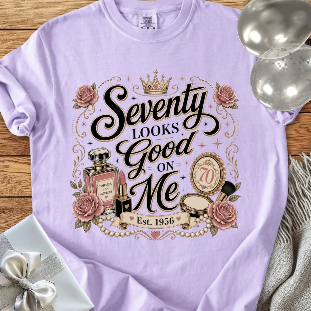 Seventy Looks Good On Me. Est. 1956 - Premium 70th Birthday T-Shirt