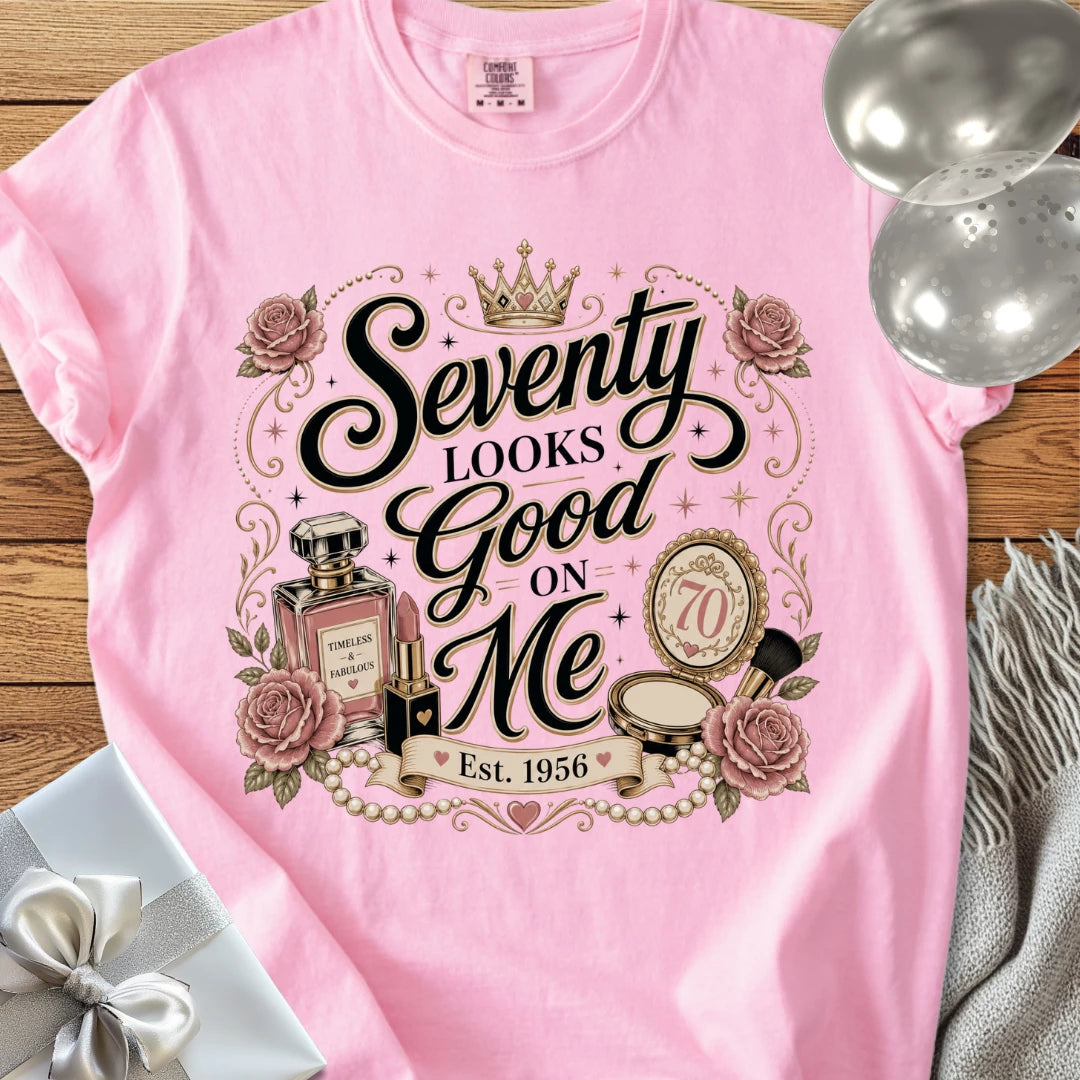 Seventy Looks Good On Me. Est. 1956 - Premium 70th Birthday T-Shirt