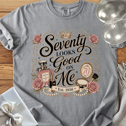 Seventy Looks Good On Me. Est. 1956 - Premium 70th Birthday T-Shirt