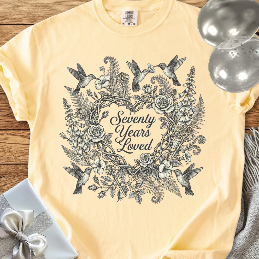 Seventy Years Loved - Premium 70th Birthday T-Shirt