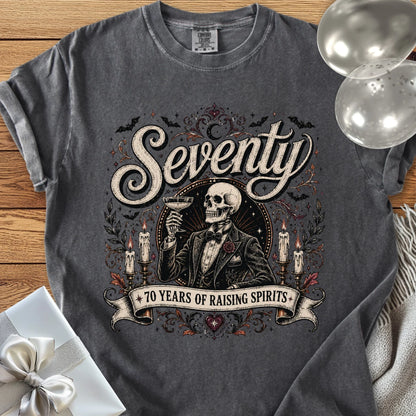 Seventy: 70 Years of Raising Spirits - Premium Halloween 70th Birthday T-Shirt