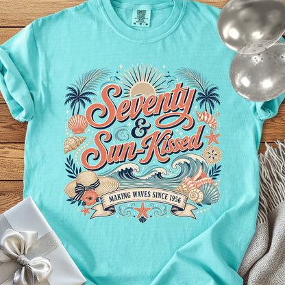 Seventy & Sun-Kissed, Making Waves Since 1956 - Premium 70th Birthday T-Shirt