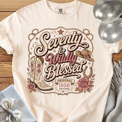 Seventy & Wildly Blessed, Original 1956 Edition - Premium 70th Birthday T-Shirt