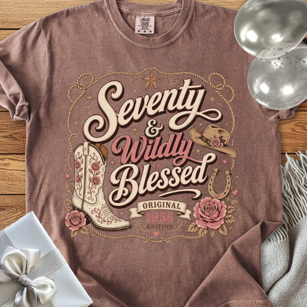 Seventy & Wildly Blessed, Original 1956 Edition - Premium 70th Birthday T-Shirt
