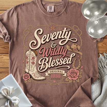 Seventy & Wildly Blessed, Original 1956 Edition - Premium 70th Birthday T-Shirt