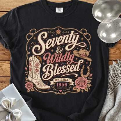 Seventy & Wildly Blessed, Original 1956 Edition - Premium 70th Birthday T-Shirt