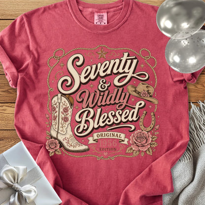 Seventy & Wildly Blessed, Original 1956 Edition - Premium 70th Birthday T-Shirt