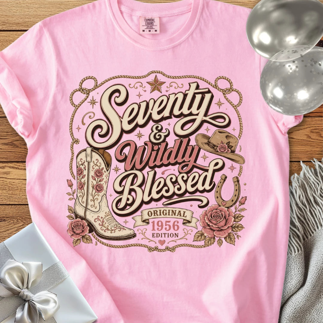 Seventy & Wildly Blessed, Original 1956 Edition - Premium 70th Birthday T-Shirt
