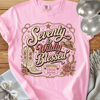 Seventy & Wildly Blessed, Original 1956 Edition - Premium 70th Birthday T-Shirt