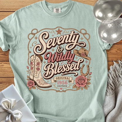 Seventy & Wildly Blessed, Original 1956 Edition - Premium 70th Birthday T-Shirt