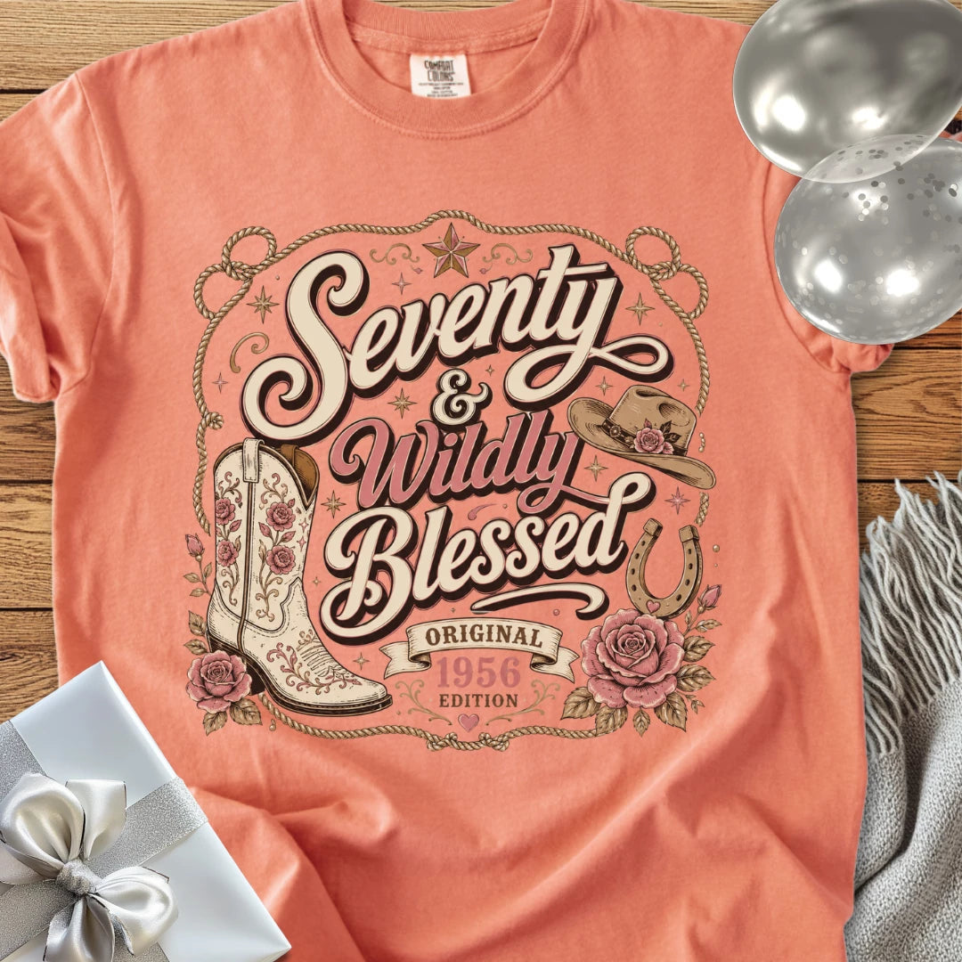 Seventy & Wildly Blessed, Original 1956 Edition - Premium 70th Birthday T-Shirt