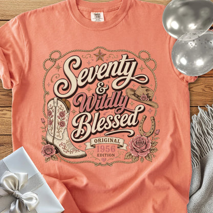 Seventy & Wildly Blessed, Original 1956 Edition - Premium 70th Birthday T-Shirt