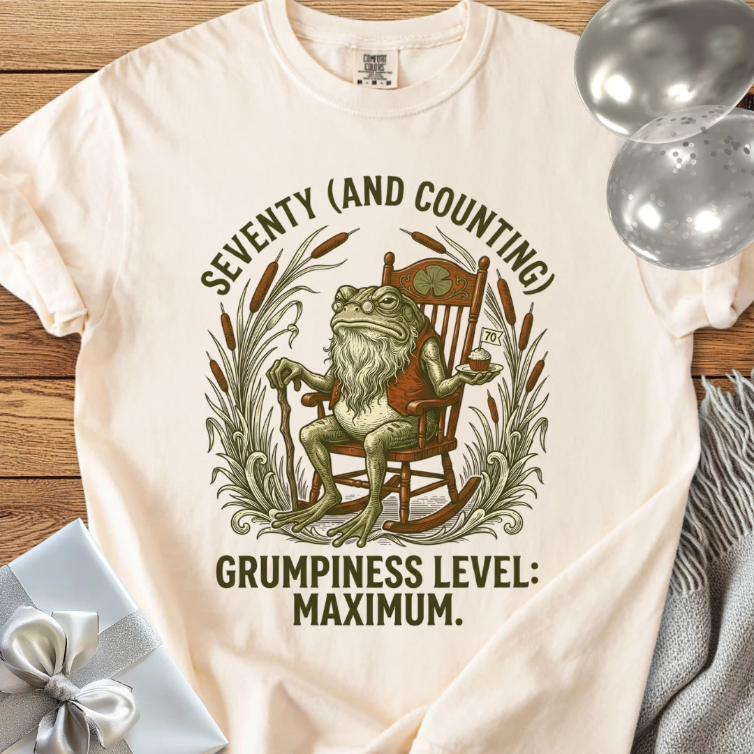 Seventy (and Counting), Grumpiness Level: Maximum - Premium 70th Birthday T-Shirt