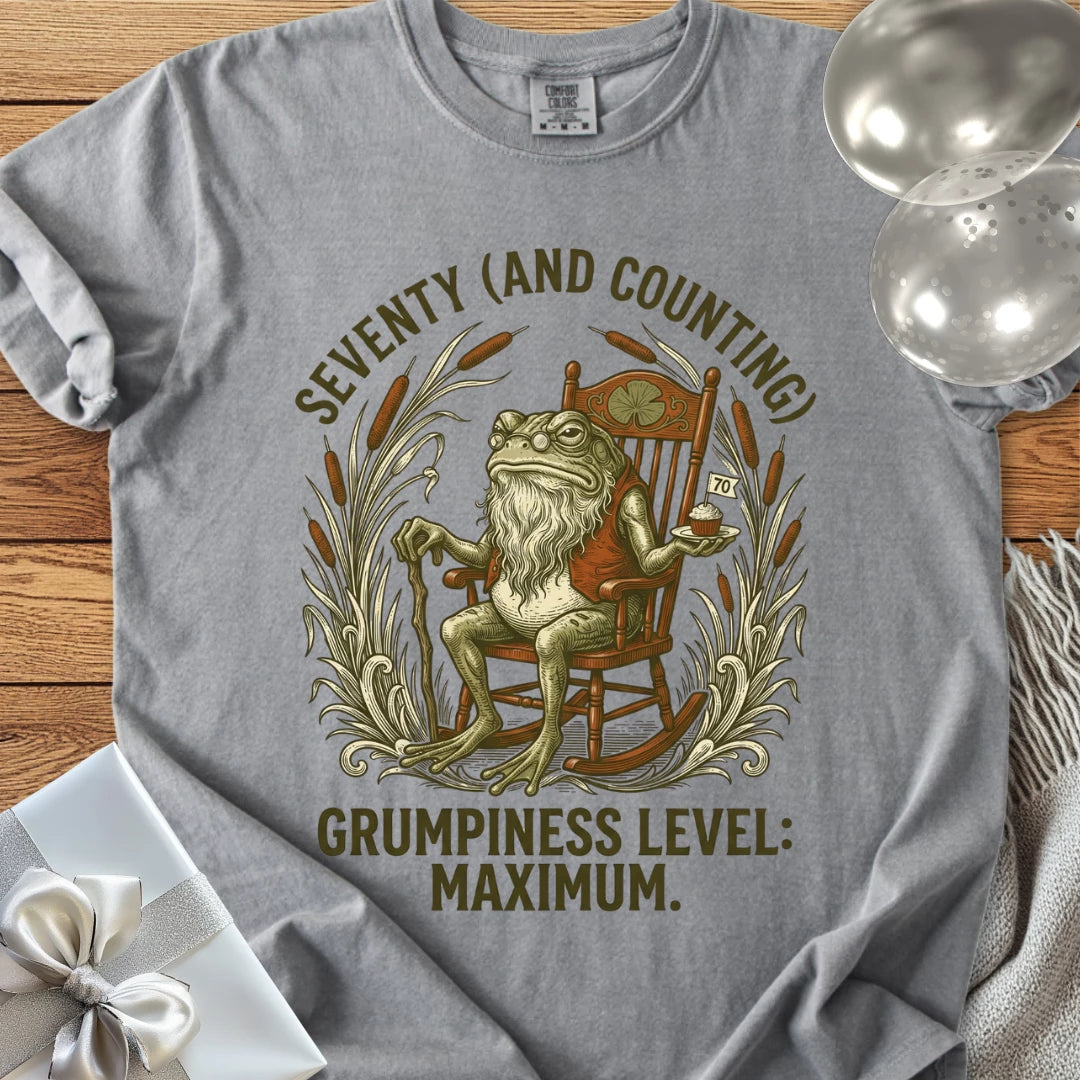 Seventy (and Counting), Grumpiness Level: Maximum - Premium 70th Birthday T-Shirt
