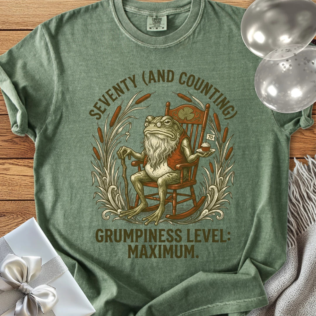 Seventy (and Counting), Grumpiness Level: Maximum - Premium 70th Birthday T-Shirt