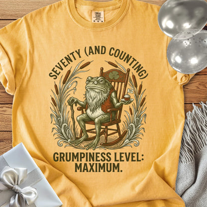 Seventy (and Counting), Grumpiness Level: Maximum - Premium 70th Birthday T-Shirt