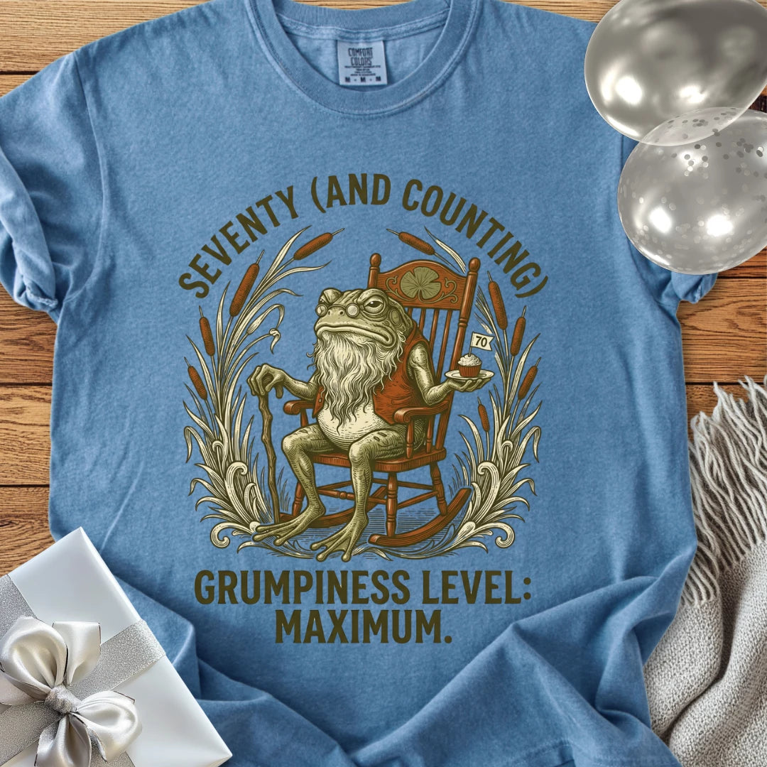 Seventy (and Counting), Grumpiness Level: Maximum - Premium 70th Birthday T-Shirt