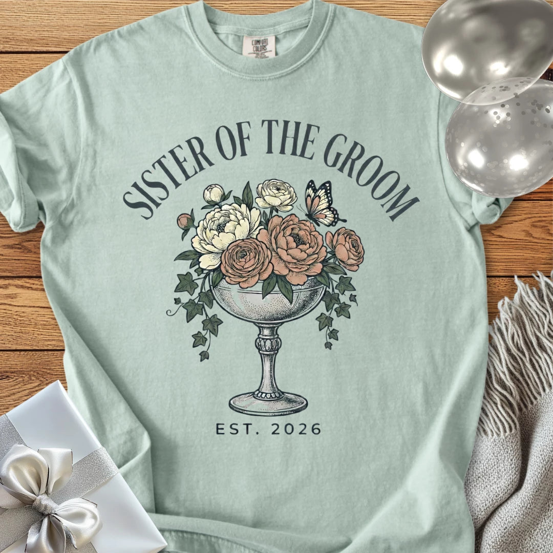 Sister of the Groom, Est. 2026 - Premium Wedding T-Shirt