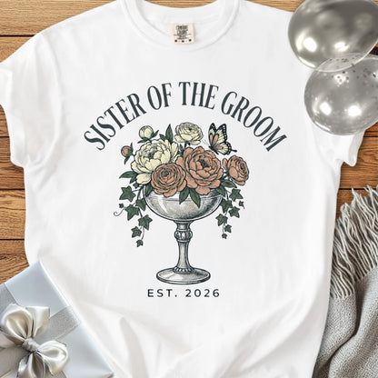 Sister of the Groom, Est. 2026 - Premium Wedding T-Shirt