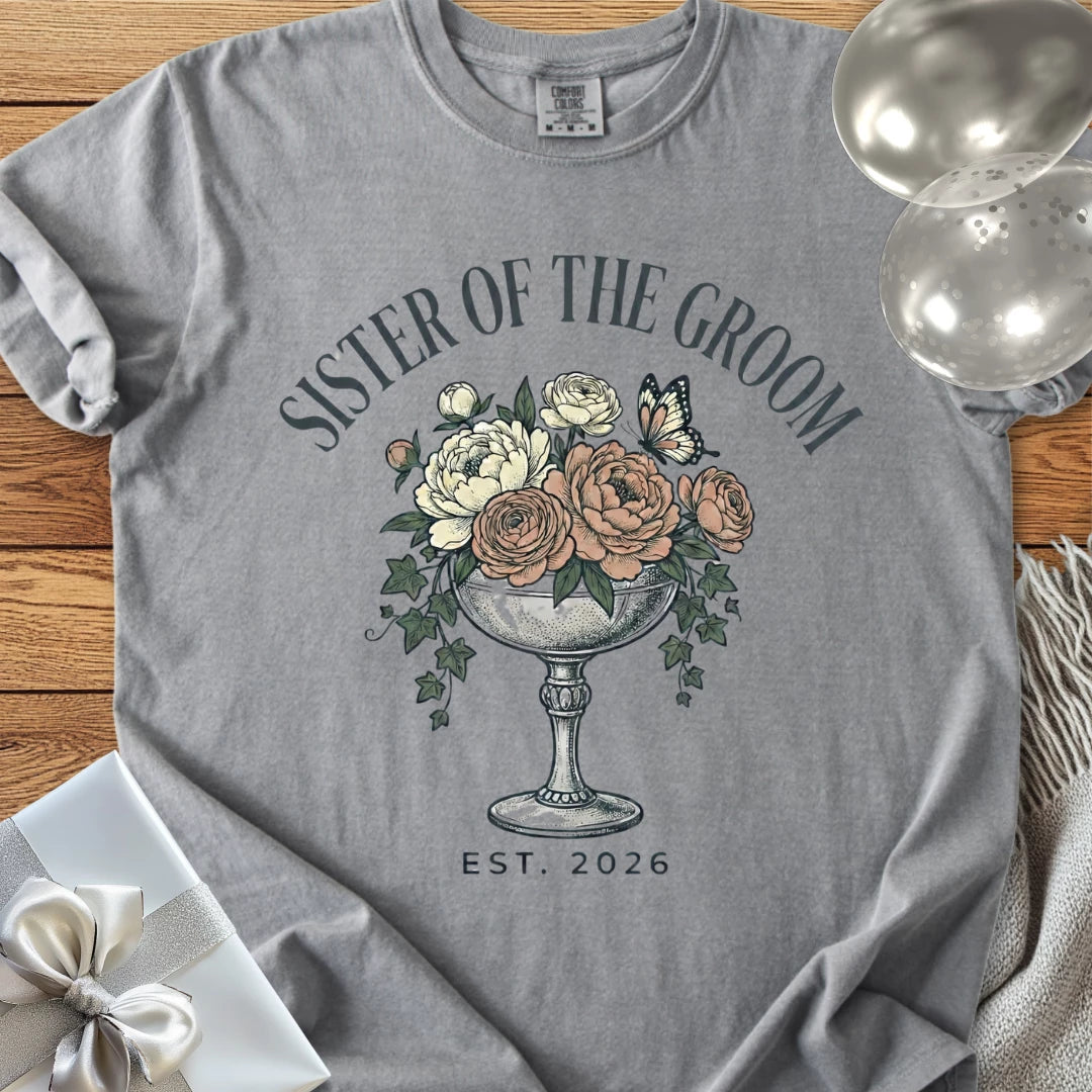 Sister of the Groom, Est. 2026 - Premium Wedding T-Shirt