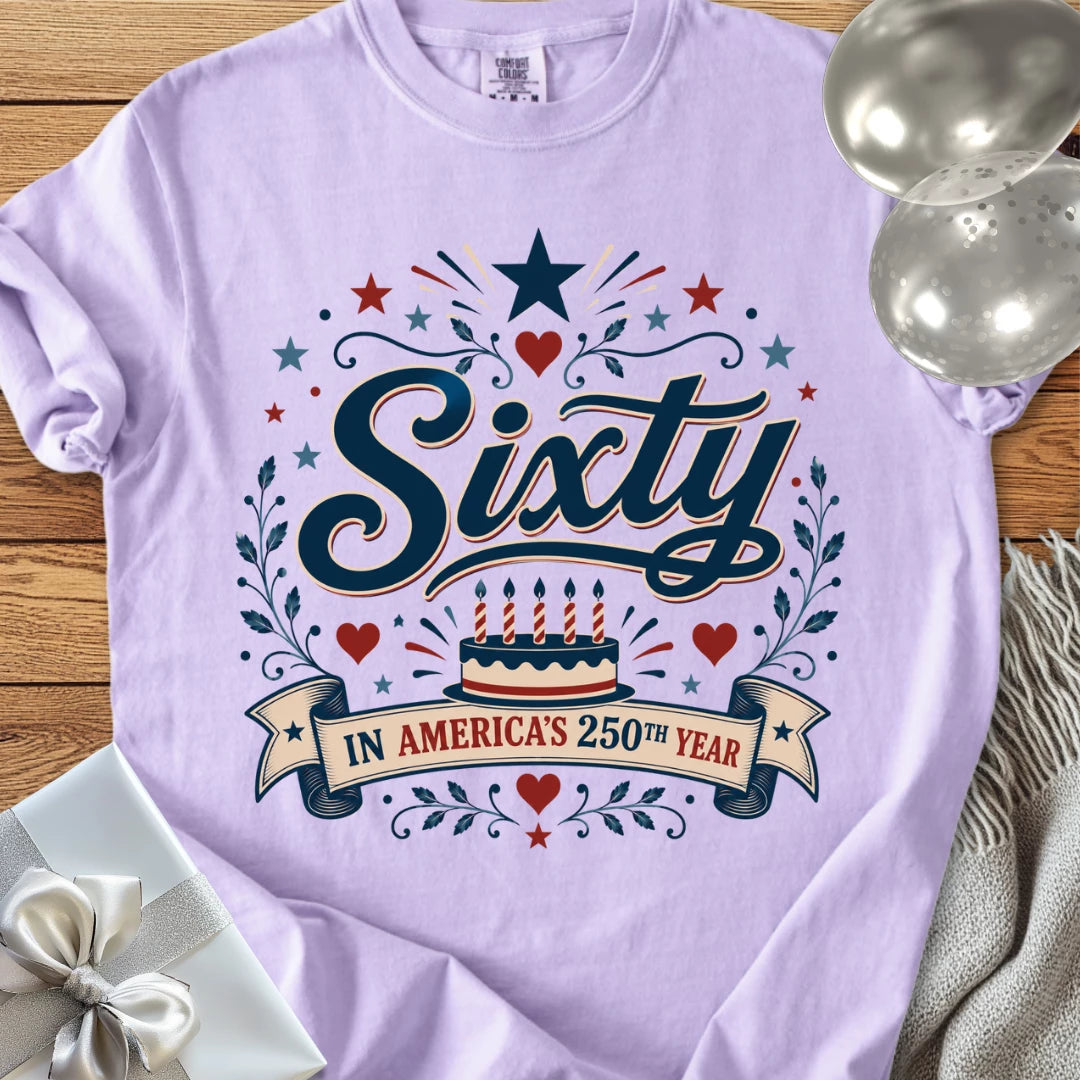 Sixty in America’s 250th Year - Premium America 250 Birthday T-Shirt