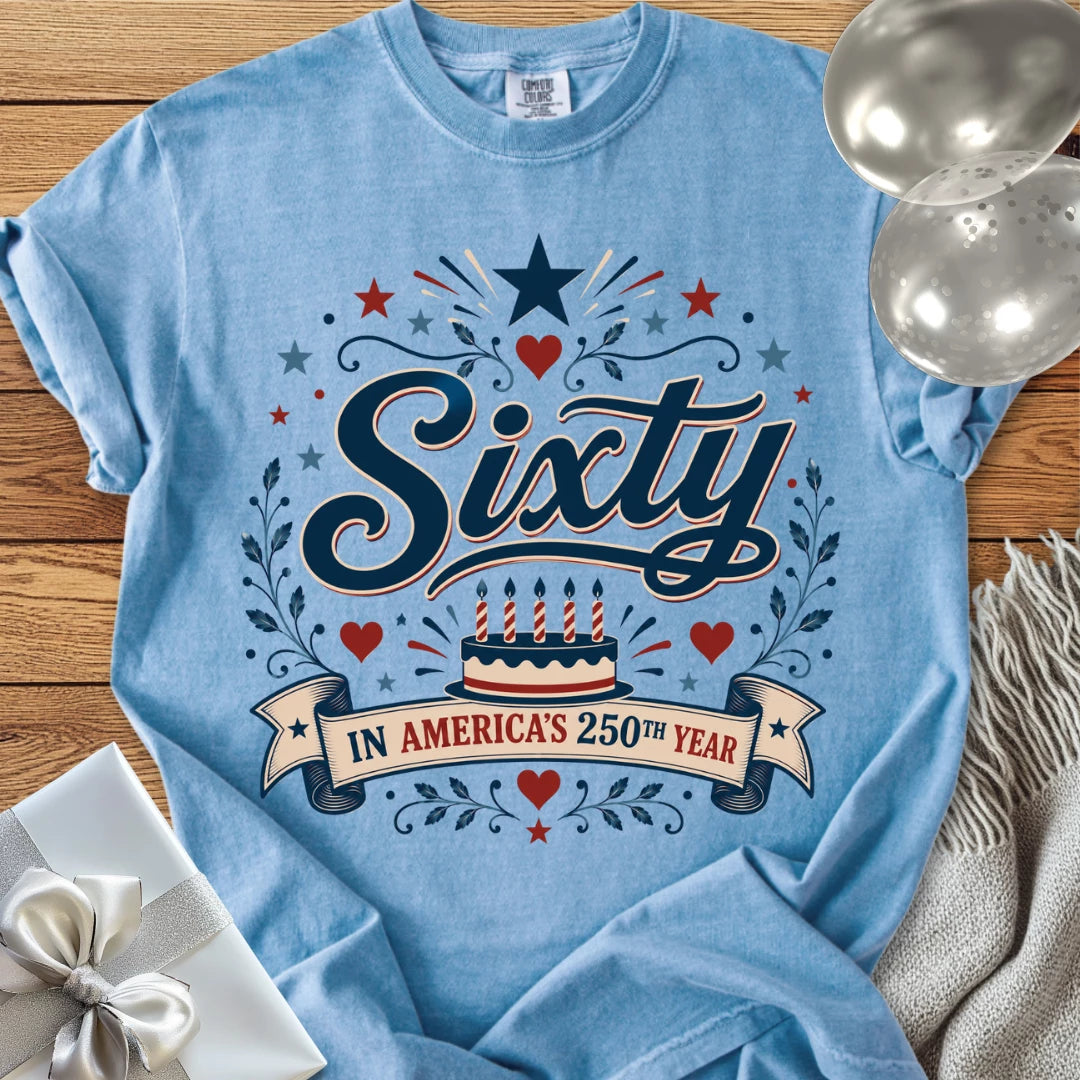 Sixty in America’s 250th Year - Premium America 250 Birthday T-Shirt