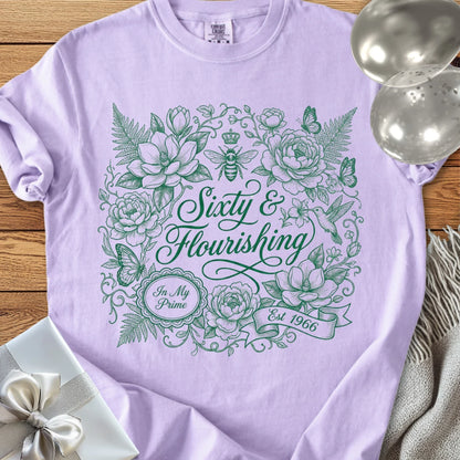 Sixty & Flourishng, Est 1966 - Premium 60th Birthday T-Shirt