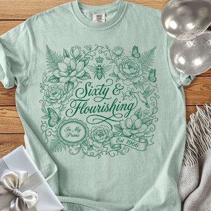 Sixty & Flourishng, Est 1966 - Premium 60th Birthday T-Shirt