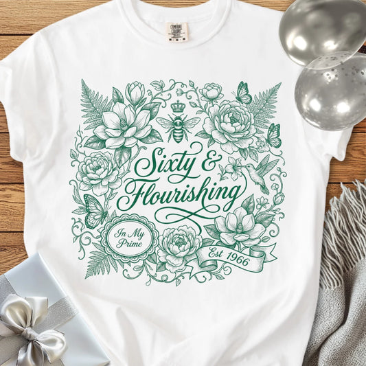 Sixty & Flourishng, Est 1966 - Premium 60th Birthday T-Shirt