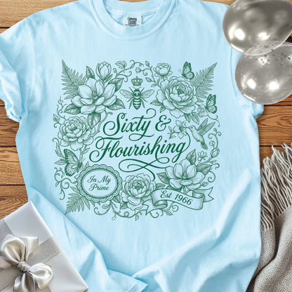 Sixty & Flourishng, Est 1966 - Premium 60th Birthday T-Shirt