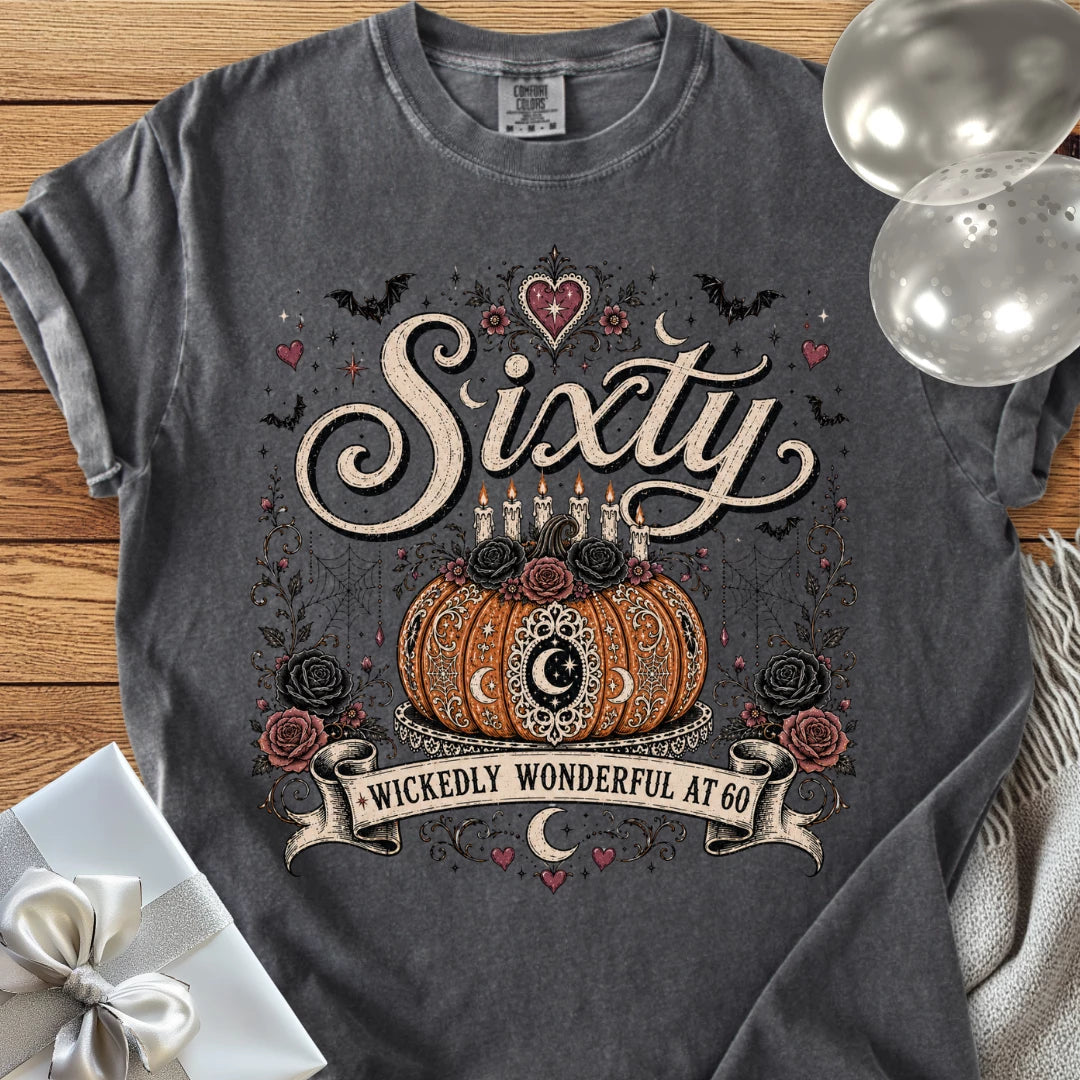 Sixty, Wickedly Wonderful at 60 - Premium Halloween 60th Birthday T-Shirt