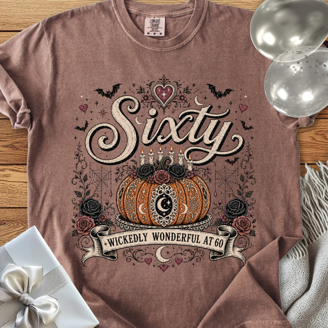 Sixty, Wickedly Wonderful at 60 - Premium Halloween 60th Birthday T-Shirt