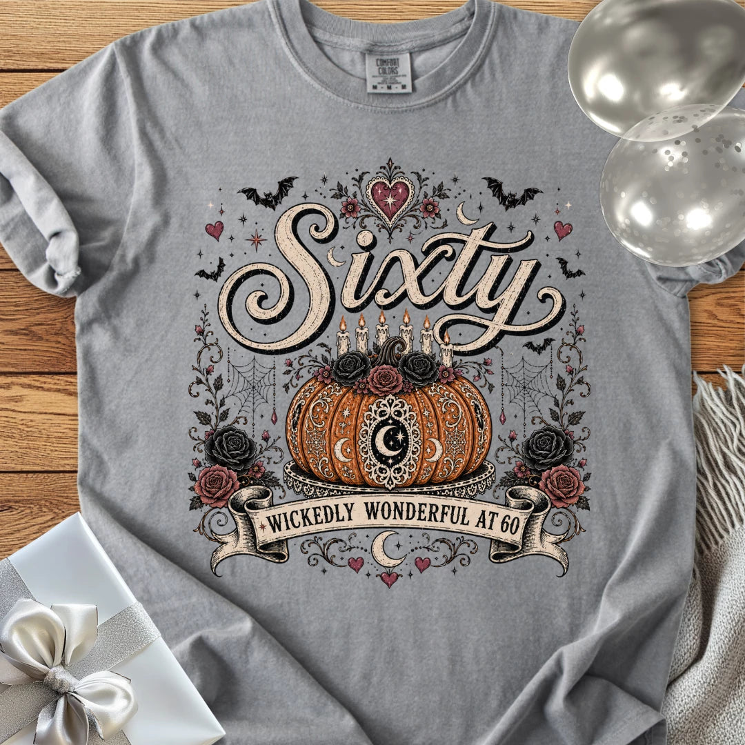 Sixty, Wickedly Wonderful at 60 - Premium Halloween 60th Birthday T-Shirt