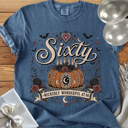 Sixty, Wickedly Wonderful at 60 - Premium Halloween 60th Birthday T-Shirt