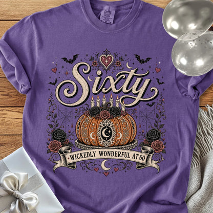 Sixty, Wickedly Wonderful at 60 - Premium Halloween 60th Birthday T-Shirt