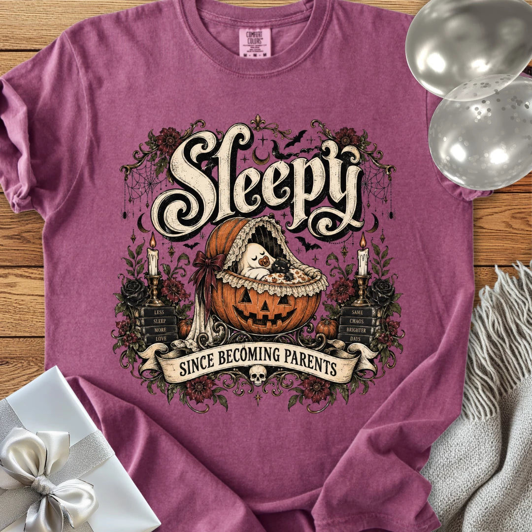 Sleepy Since Becoming Parents - Premium Parenting Halloween T-Shirt