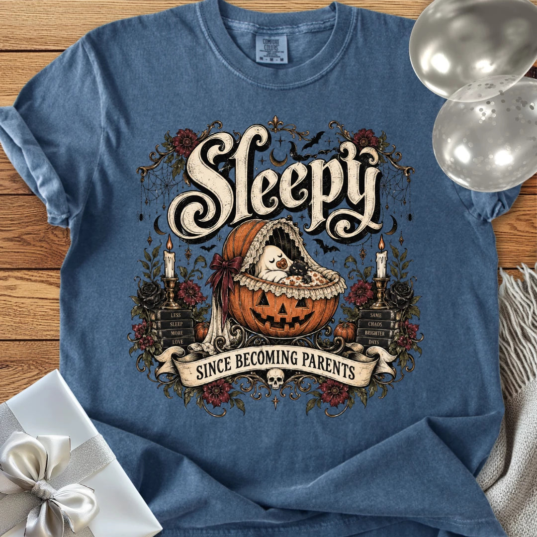Sleepy Since Becoming Parents - Premium Parenting Halloween T-Shirt