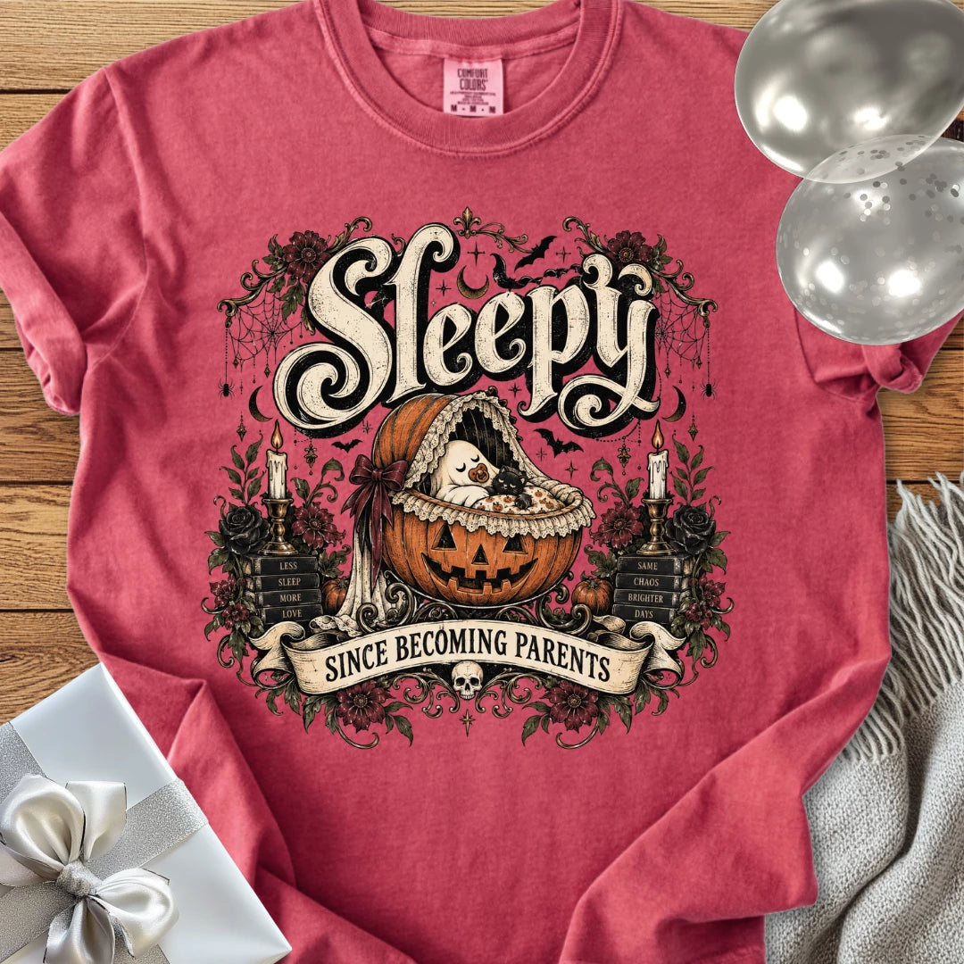 Sleepy Since Becoming Parents - Premium Parenting Halloween T-Shirt