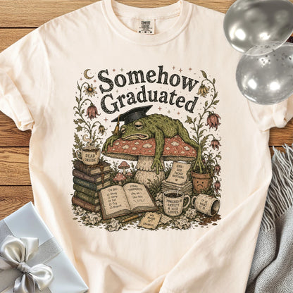 Somehow Graduated - Premium Graduation T-Shirt