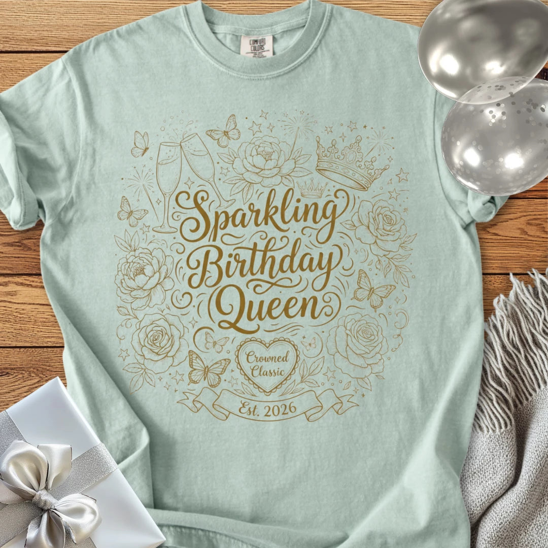 Sparkling Birthday Queen, Est, 2026 - Premium Birthday T-Shirt