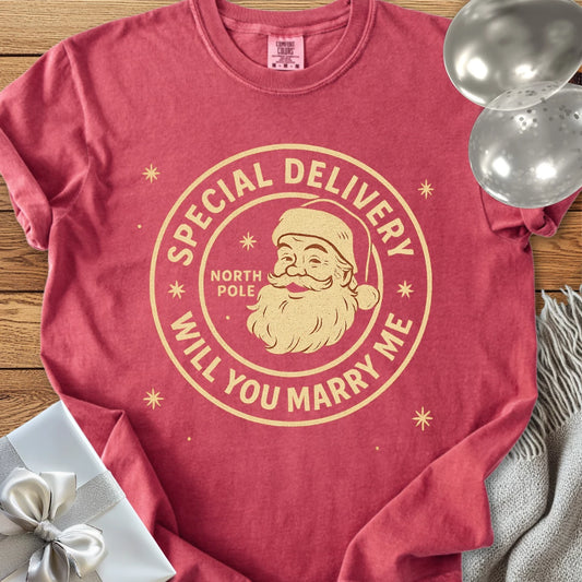 Special Delivery North Pole, Will You Marry Me? - Premium Christmas Proposal T-Shirt