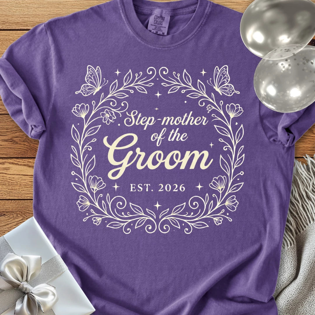 Step-Mother of the Groom, Est 2026 - Premium Wedding T-Shirt
