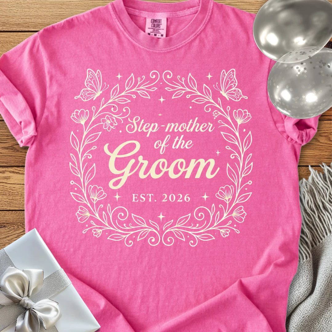 Step-Mother of the Groom, Est 2026 - Premium Wedding T-Shirt
